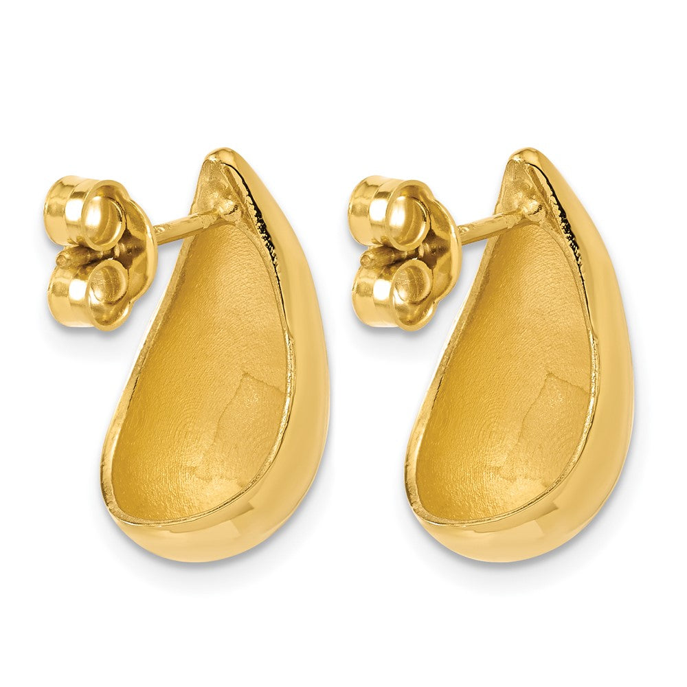 Sterling Silver Gold-plt Polished Puff Teardrop Post Earrings