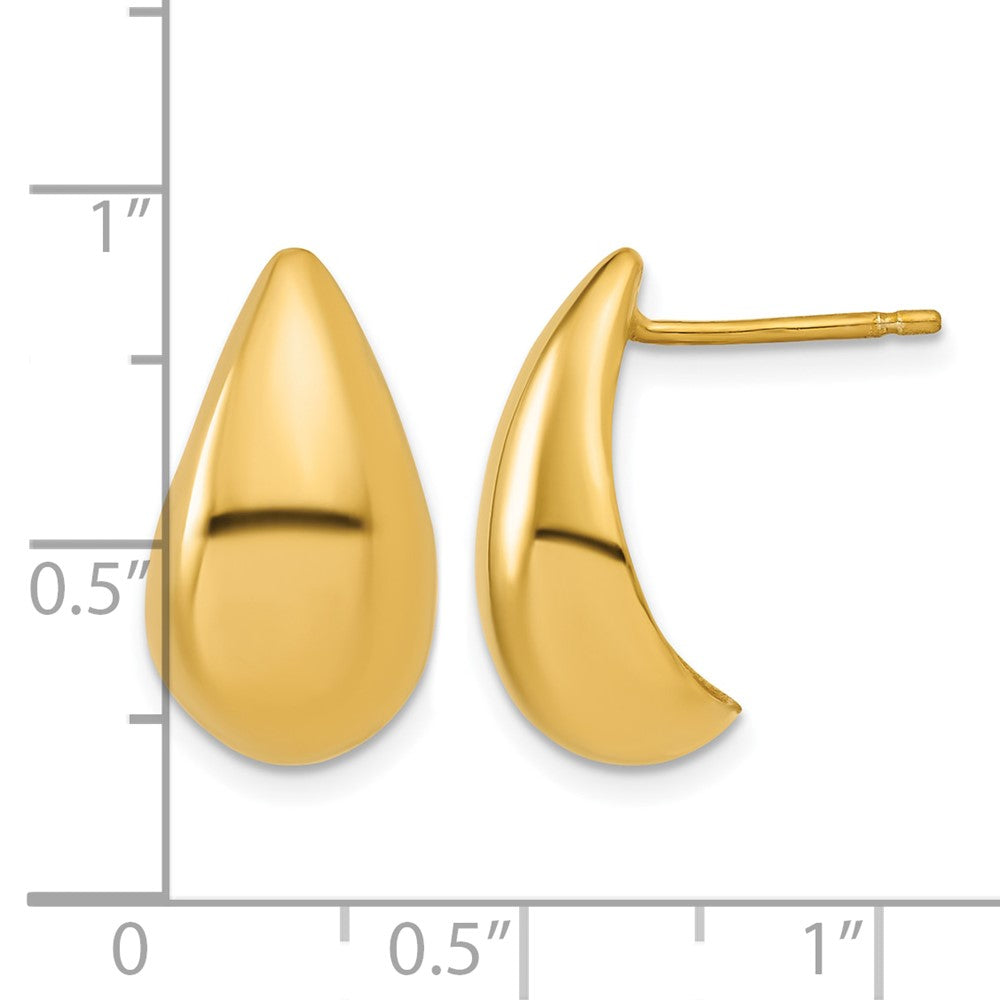 Sterling Silver Gold-plt Polished Puff Teardrop Post Earrings