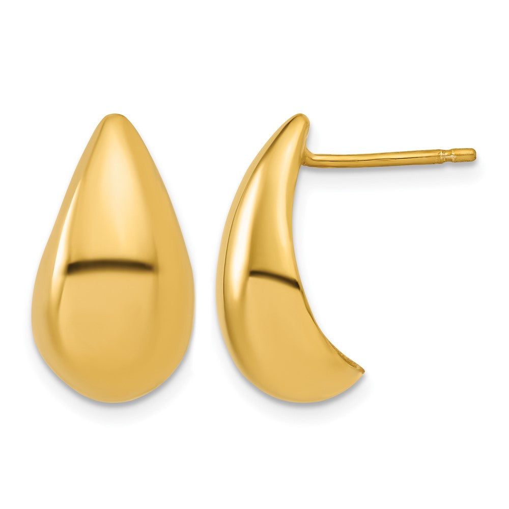 Sterling Silver Gold-plt Polished Puff Teardrop Post Earrings