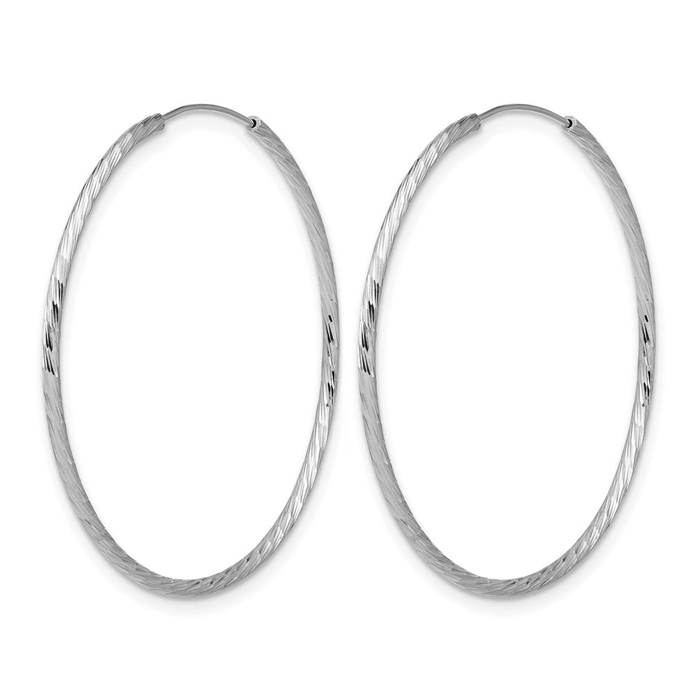 SS RH-plated Diamond-cut 1.25mm Endless Hoop Earrings