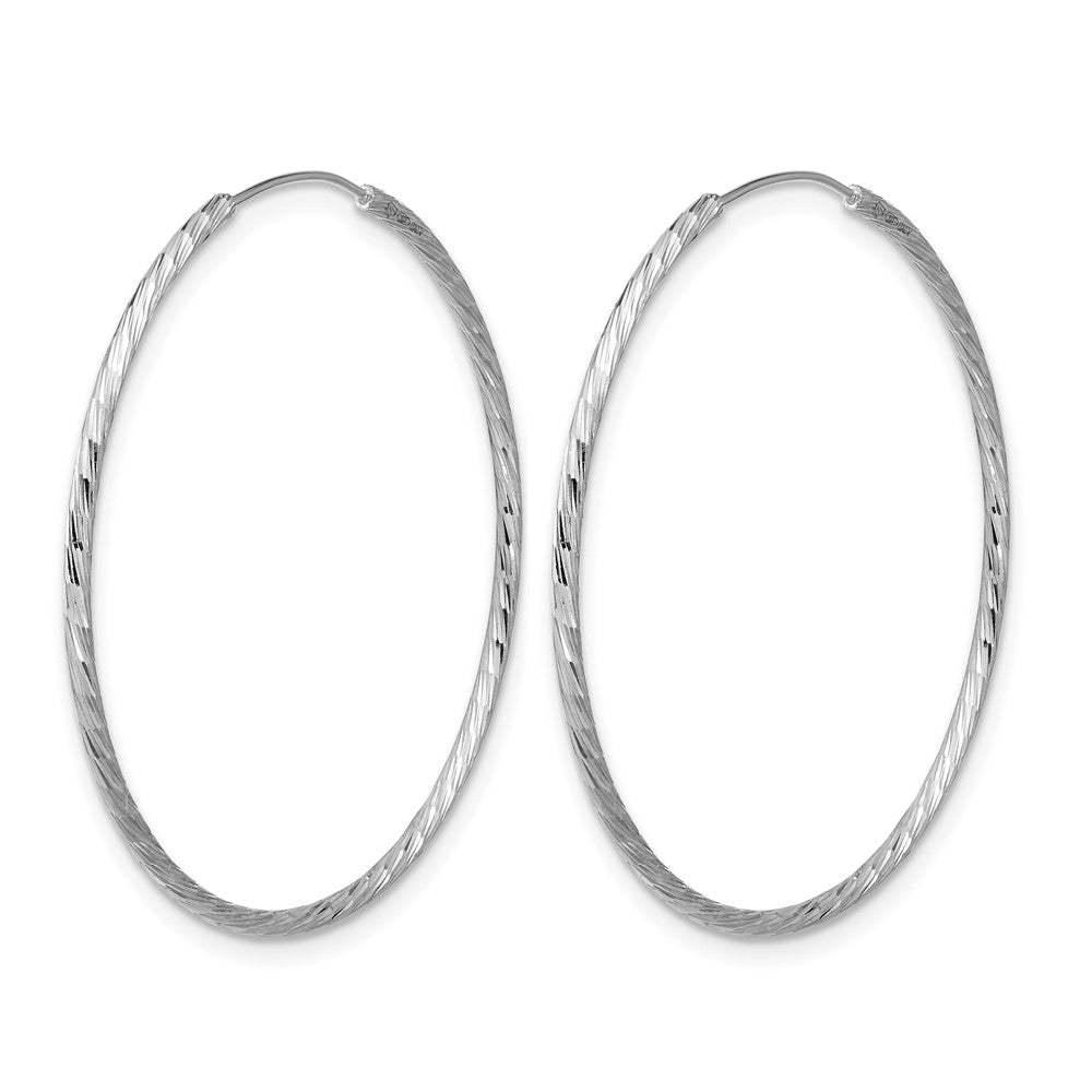 SS RH-plated Diamond-cut 1.25mm Endless Hoop Earrings