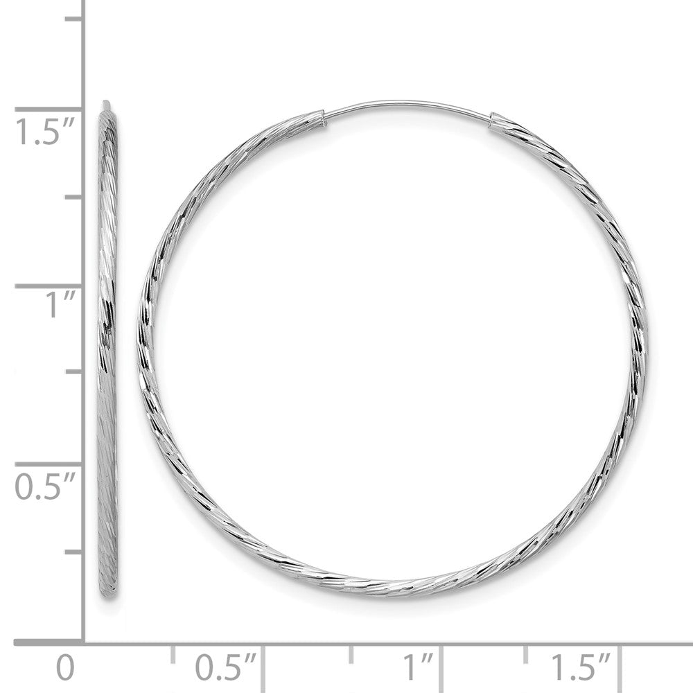 SS RH-plated Diamond-cut 1.25mm Endless Hoop Earrings