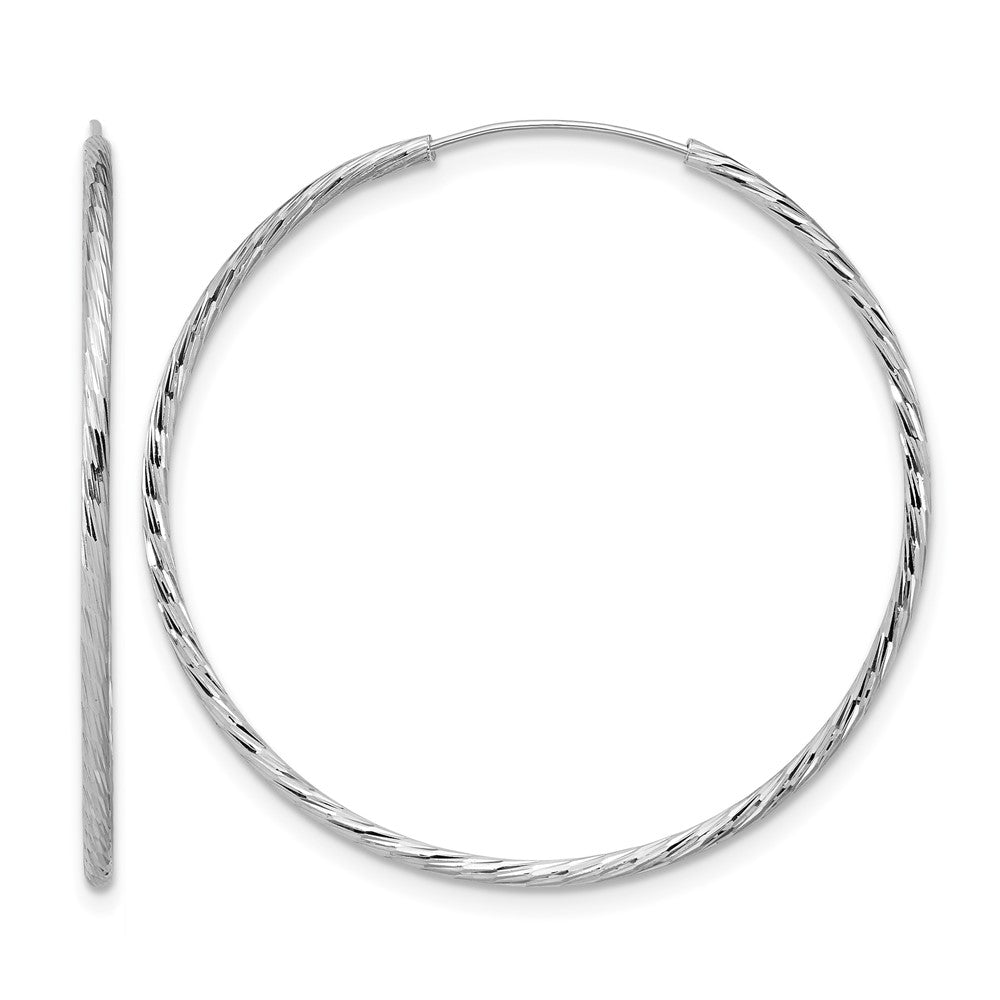 SS RH-plated Diamond-cut 1.25mm Endless Hoop Earrings
