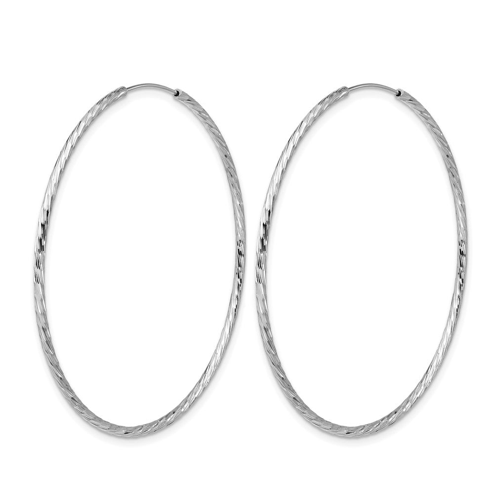 SS RH-plated Diamond-cut 1.5mm Endless Hoop Earrings