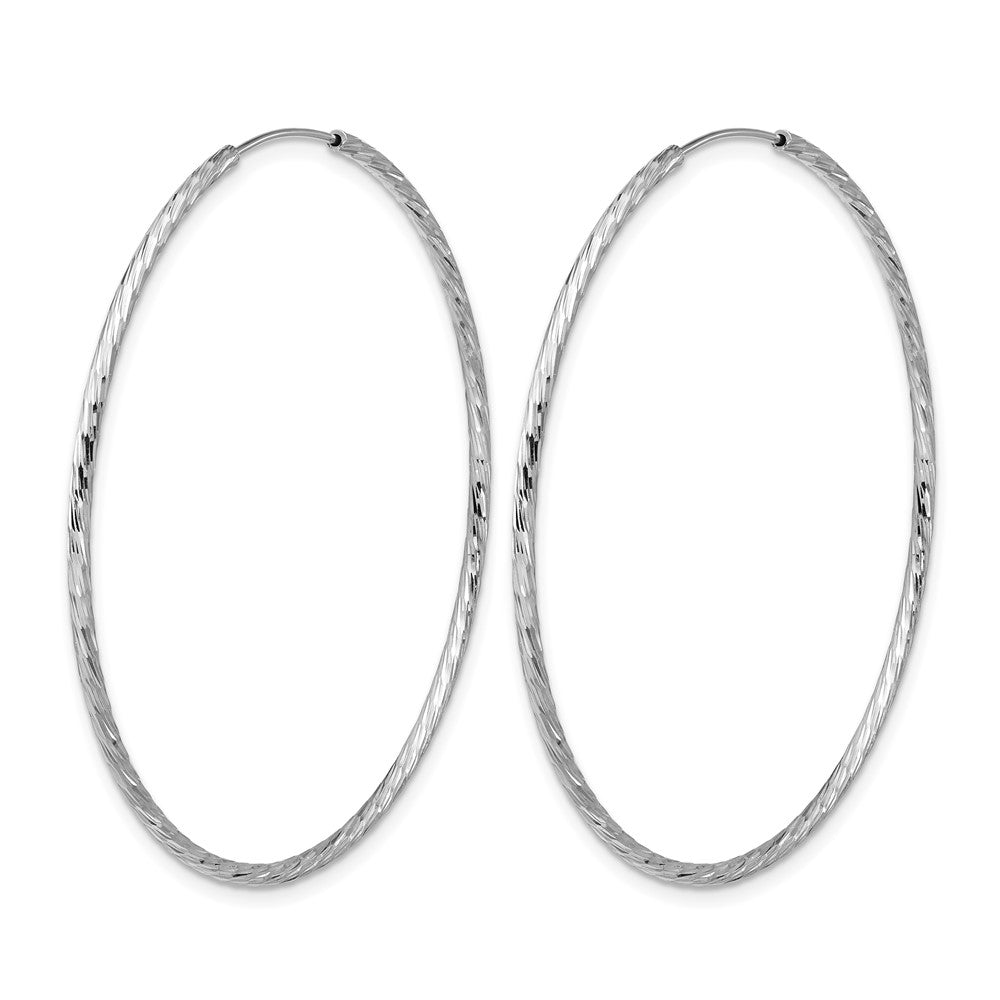 SS RH-plated Diamond-cut 1.5mm Endless Hoop Earrings