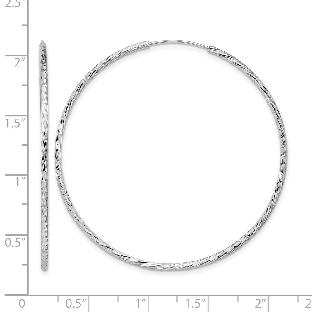 SS RH-plated Diamond-cut 1.5mm Endless Hoop Earrings