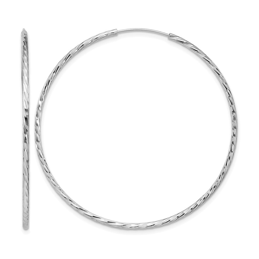 SS RH-plated Diamond-cut 1.5mm Endless Hoop Earrings