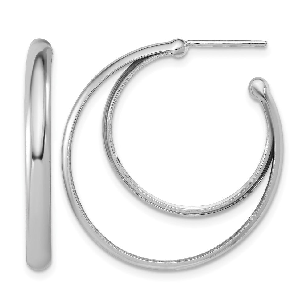 SS RH-plated Polished 31.5mm Double Post J-Hoop Earrings