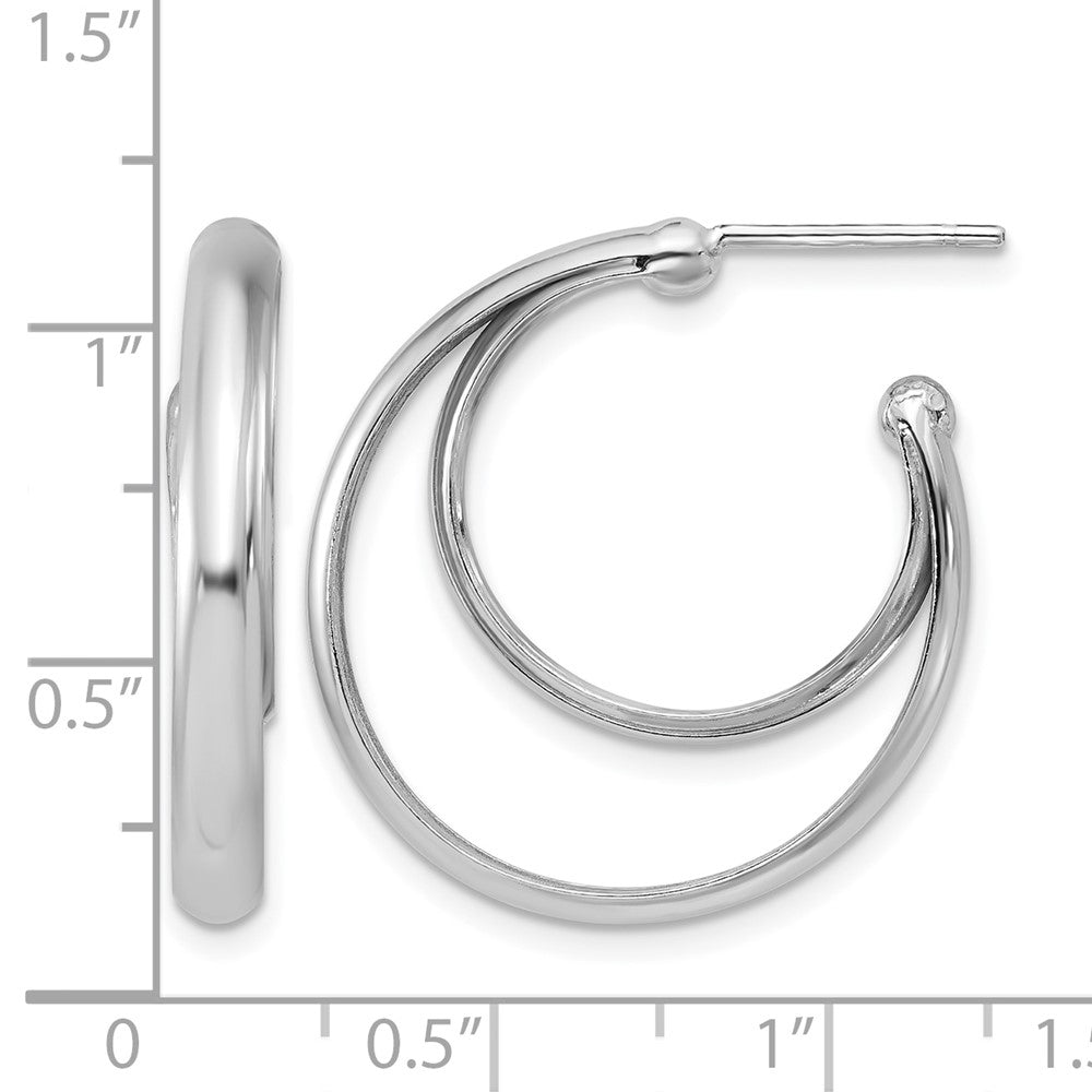 SS RH-plated Polished 26mm Double Post J-Hoop Earrings