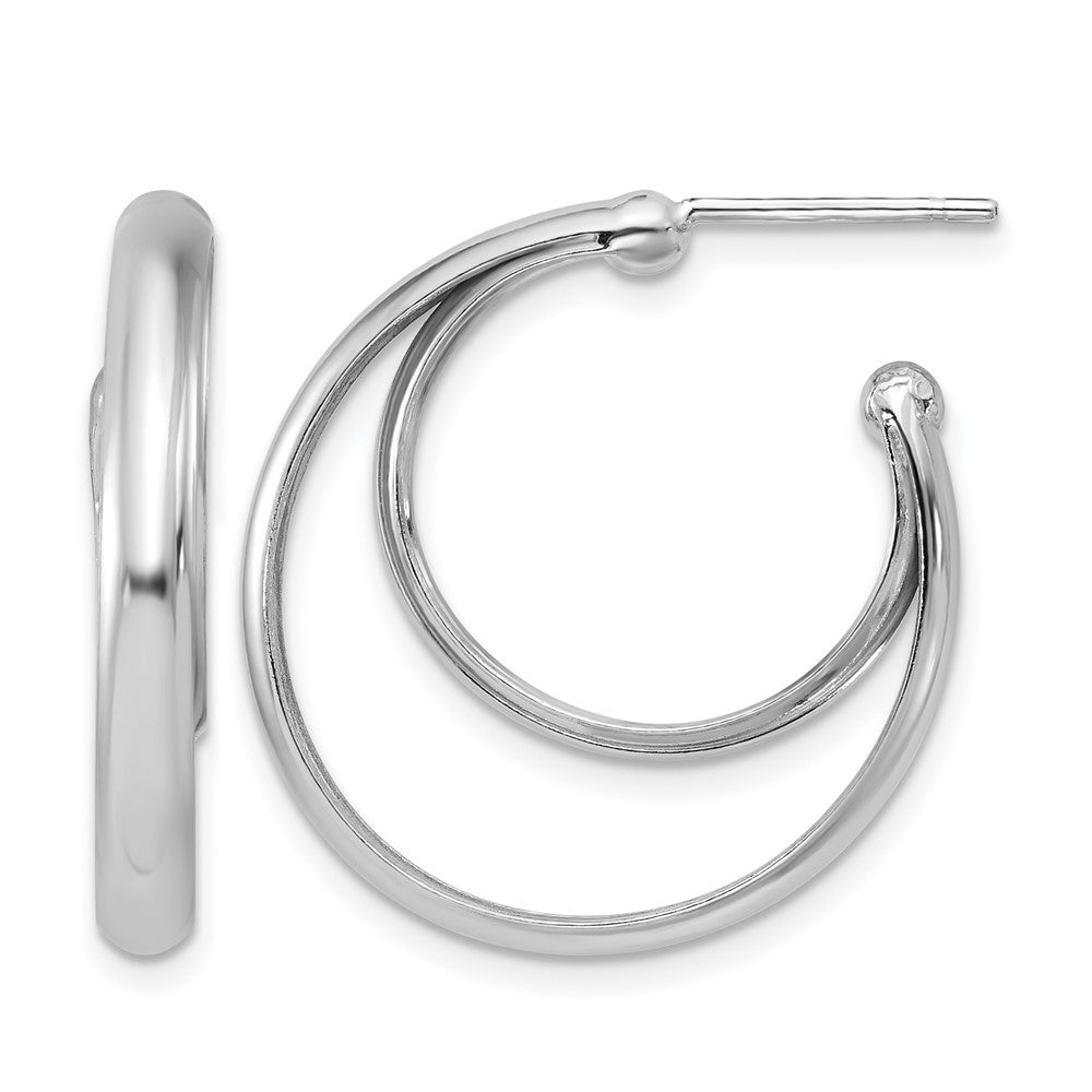 SS RH-plated Polished 26mm Double Post J-Hoop Earrings