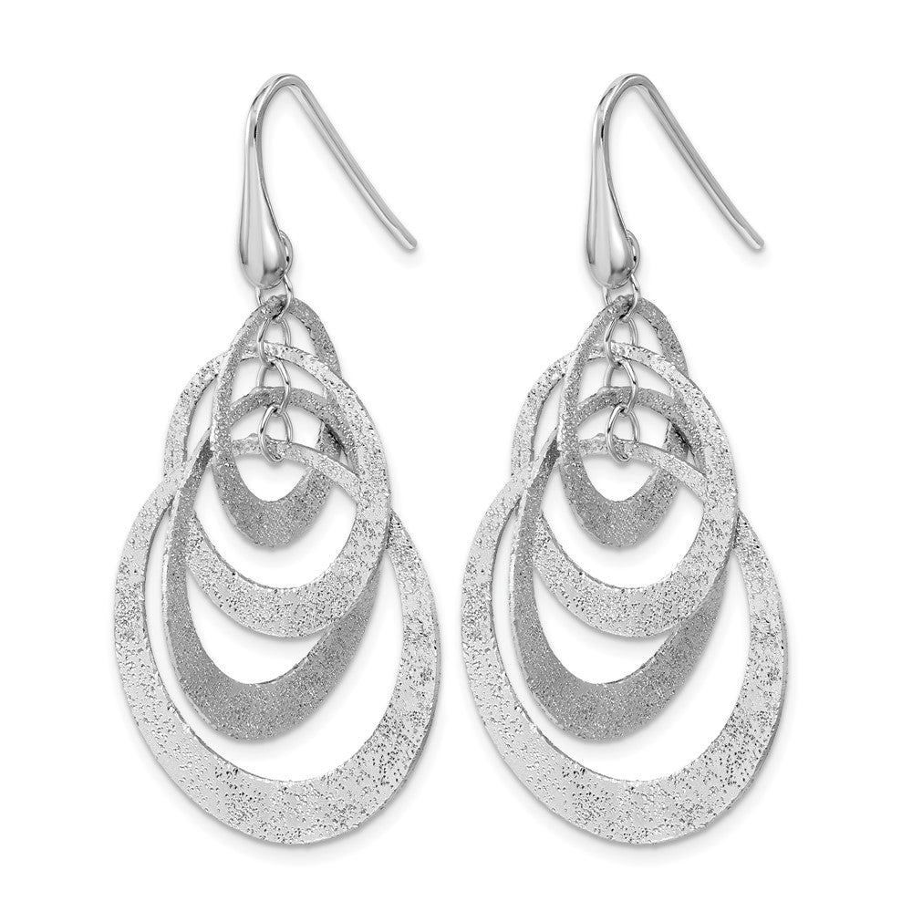 SS RH-plated Radiant Essence Polished/Textured Dangle Earrings