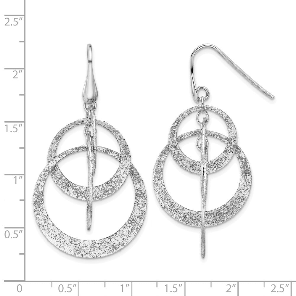 SS RH-plated Radiant Essence Polished/Textured Dangle Earrings
