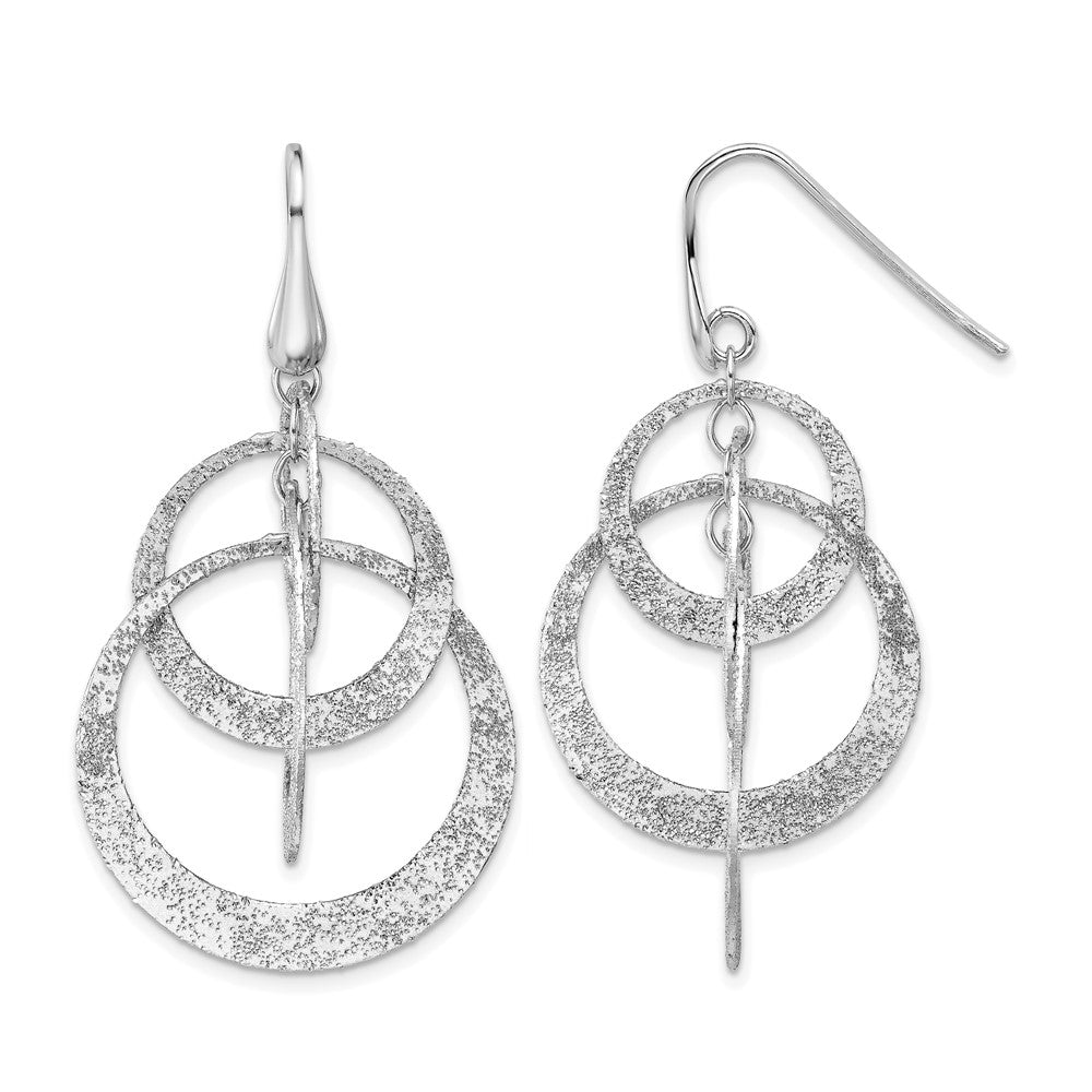 SS RH-plated Radiant Essence Polished/Textured Dangle Earrings