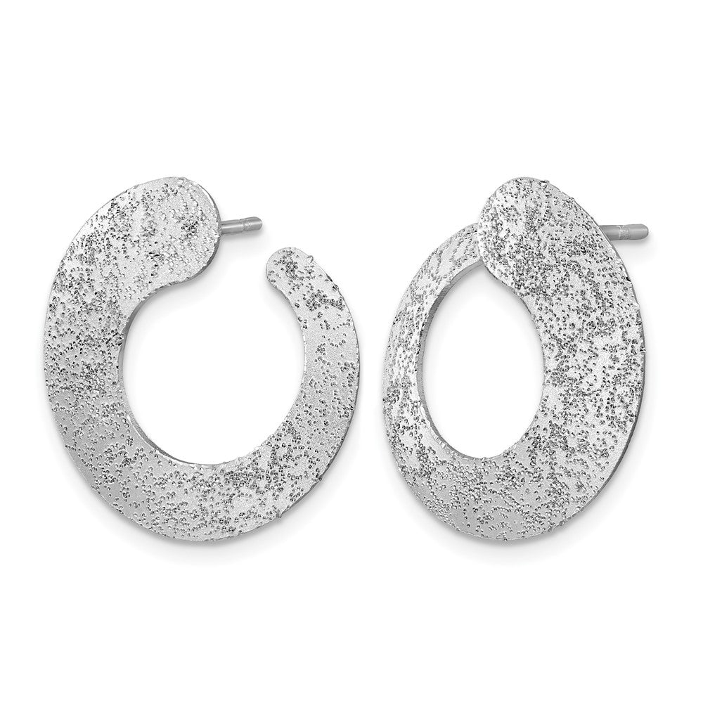 SS RH-plt Radiant Essence Textured Tapered Circle Post Earrings