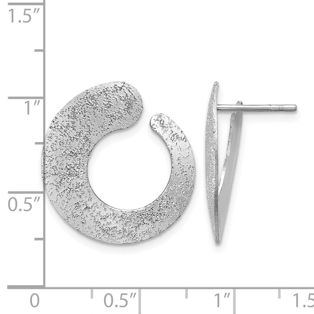 SS RH-plt Radiant Essence Textured Tapered Circle Post Earrings