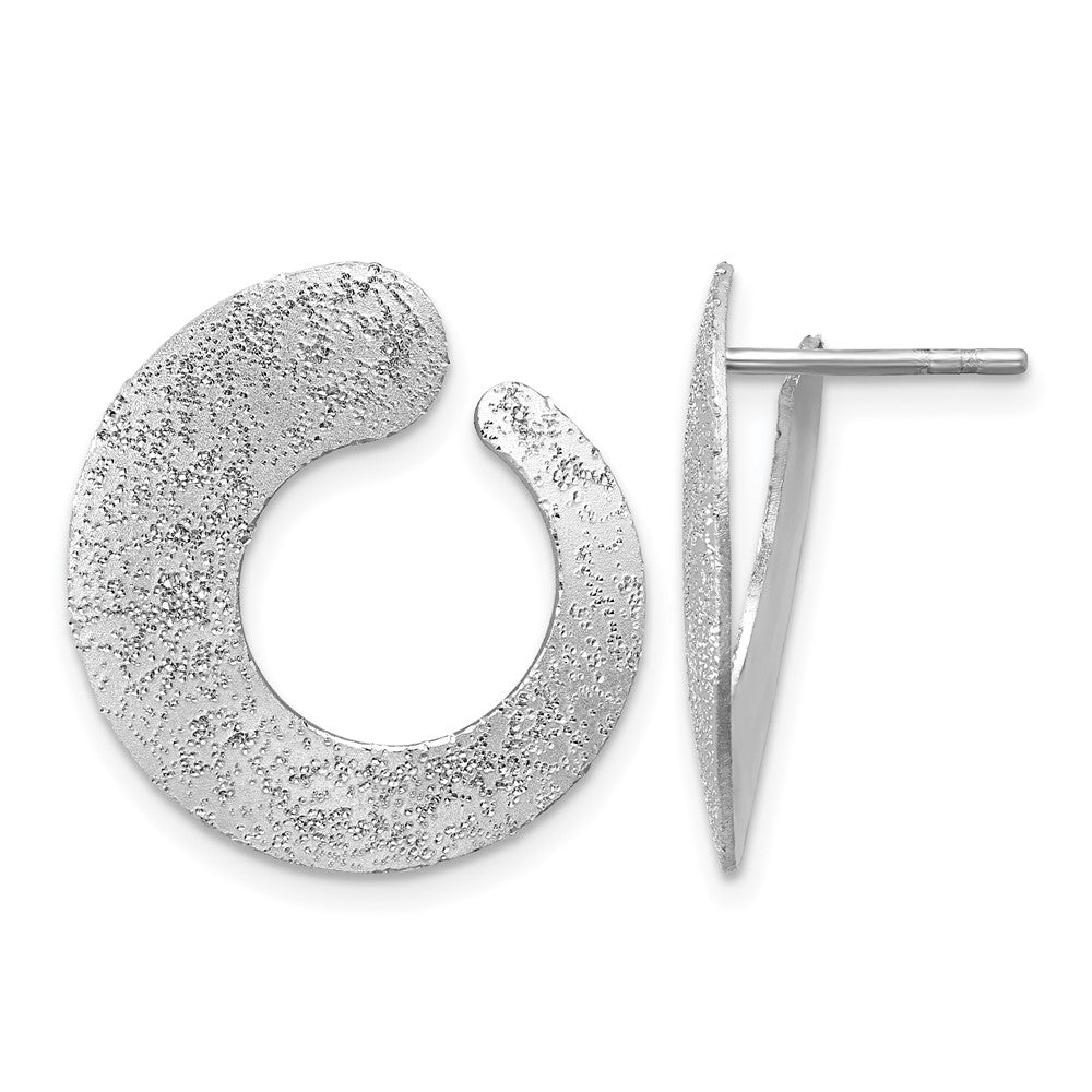 SS RH-plt Radiant Essence Textured Tapered Circle Post Earrings