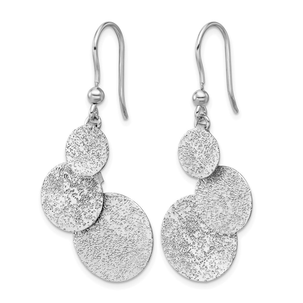 SS RH-plated Radiant Essence Textured Circles Dangle Earrings