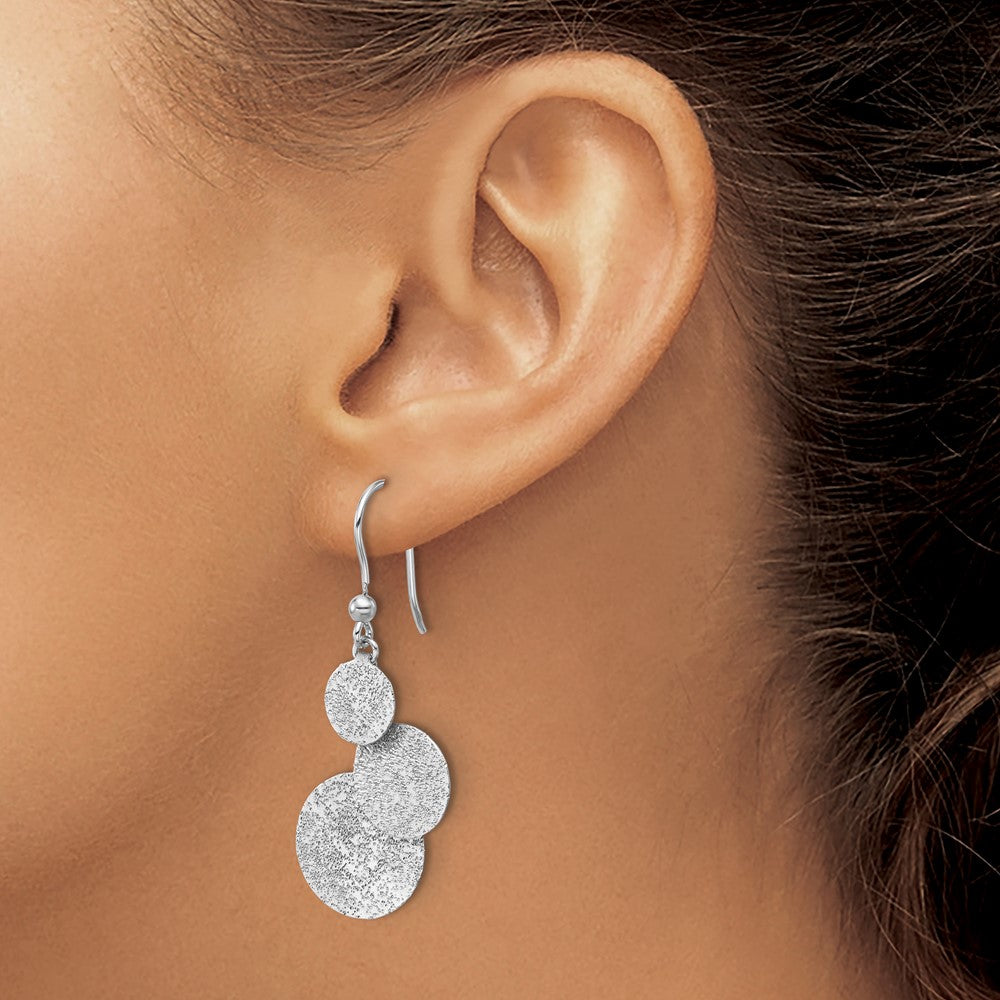 SS RH-plated Radiant Essence Textured Circles Dangle Earrings