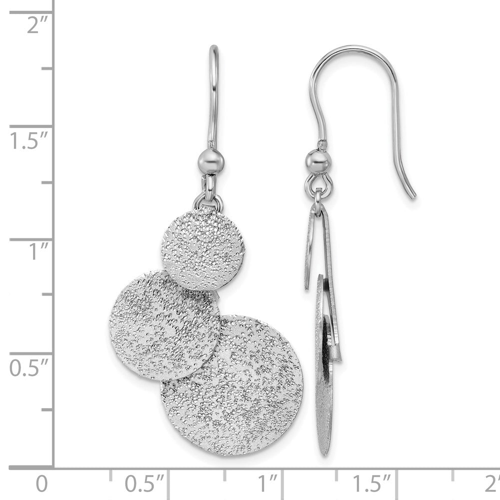 SS RH-plated Radiant Essence Textured Circles Dangle Earrings