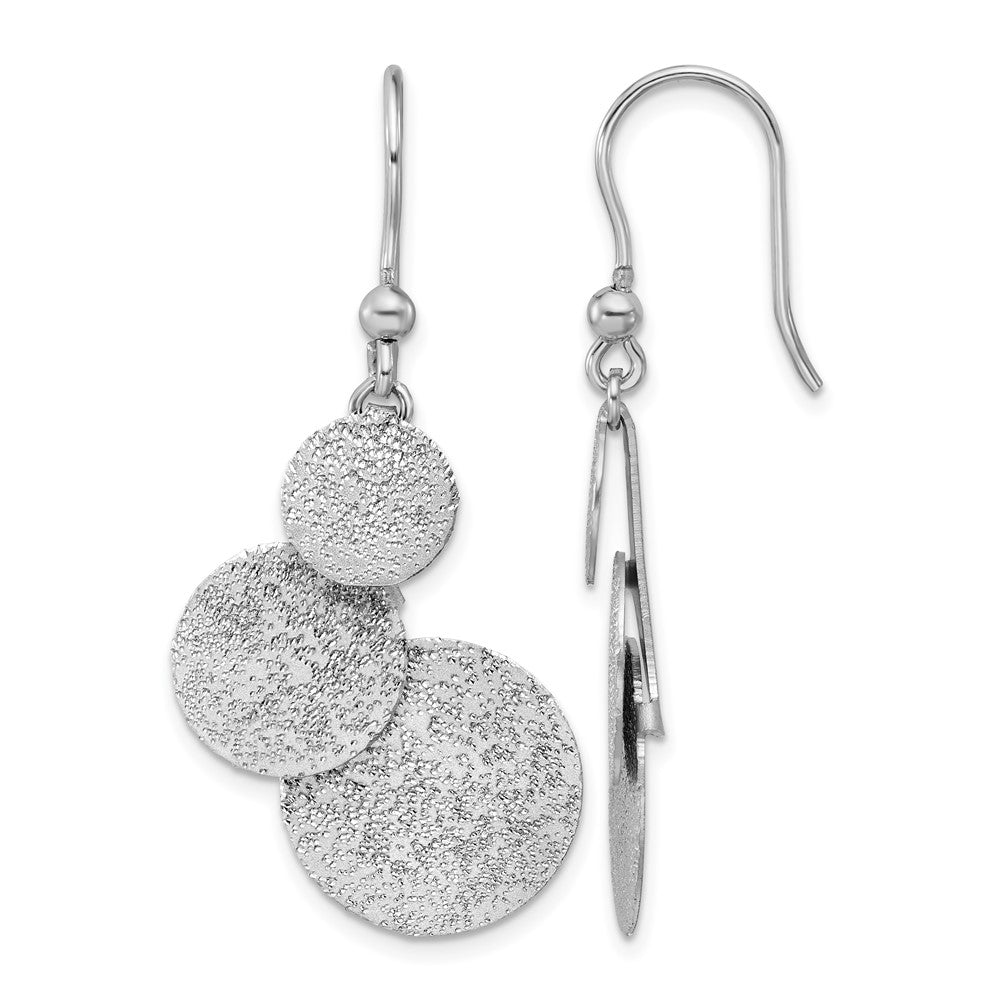 SS RH-plated Radiant Essence Textured Circles Dangle Earrings