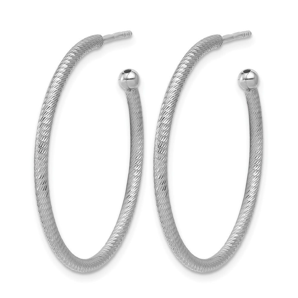 SS RH-plated Diamond-cut 33x2mm Post C-Hoop Earrings