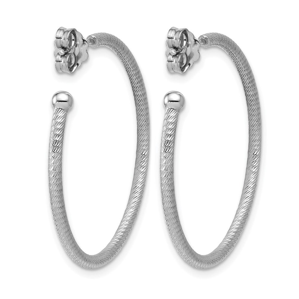 SS RH-plated Diamond-cut 33x2mm Post C-Hoop Earrings
