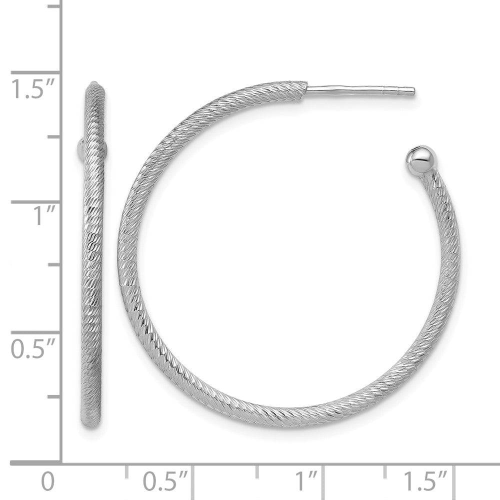SS RH-plated Diamond-cut 33x2mm Post C-Hoop Earrings