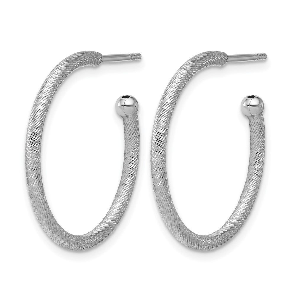 SS RH-plated Diamond-cut 25x2mm Post C-Hoop Earrings