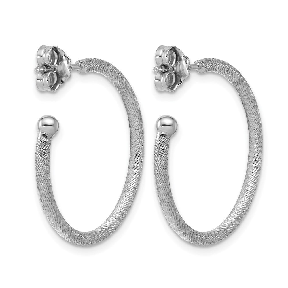 SS RH-plated Diamond-cut 25x2mm Post C-Hoop Earrings