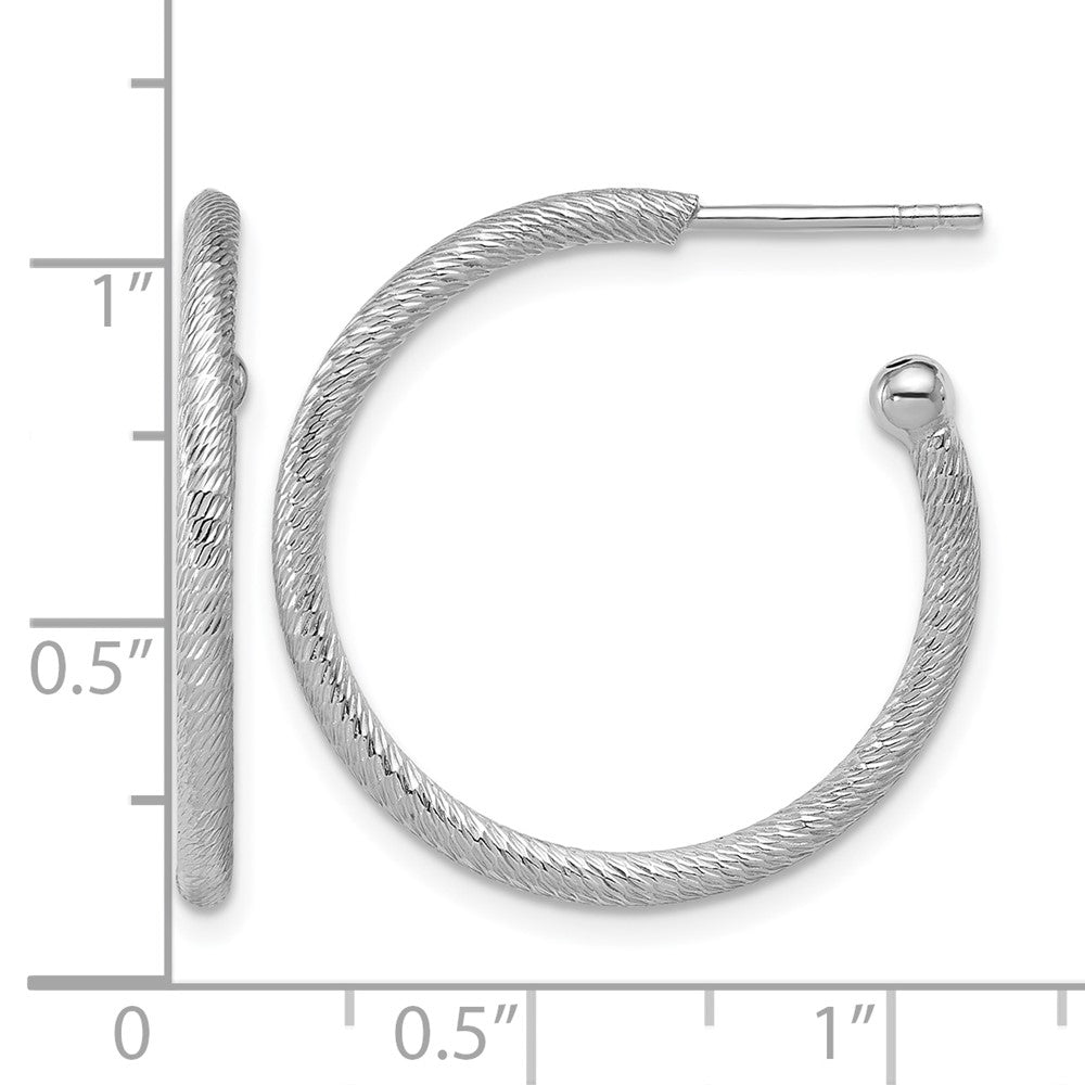 SS RH-plated Diamond-cut 25x2mm Post C-Hoop Earrings