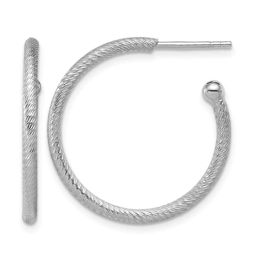 SS RH-plated Diamond-cut 25x2mm Post C-Hoop Earrings