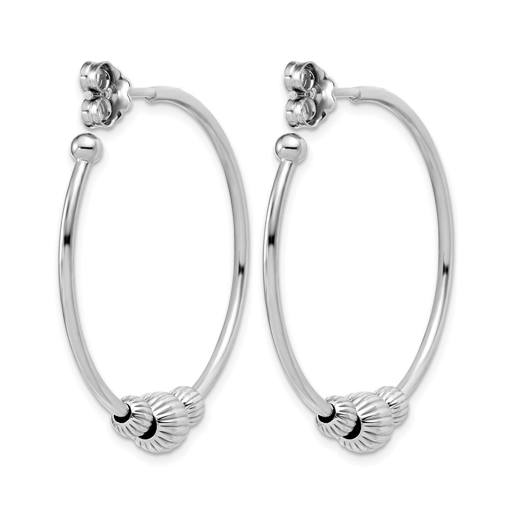 Sterling Silver Rhodium-Plated with Beads Post Hoop Earrings