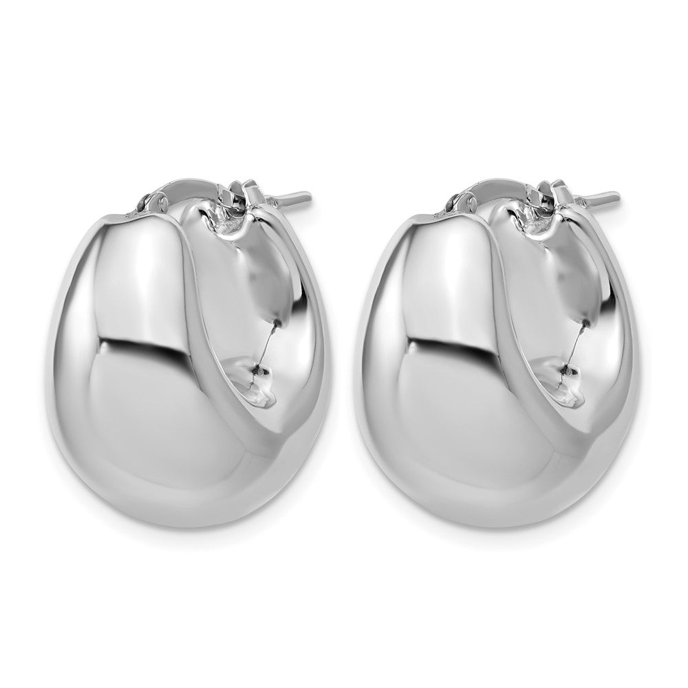 Sterling Silver Rhodium-plated Polished Puffed Hoop Earrings