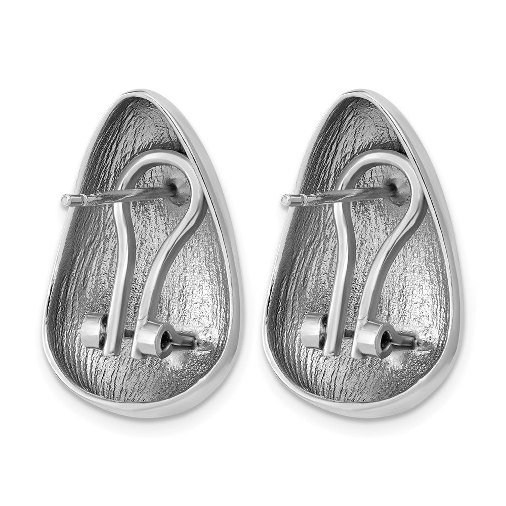 Sterling Silver Rhodium-Plated Polished Fancy Omega Back Earrings