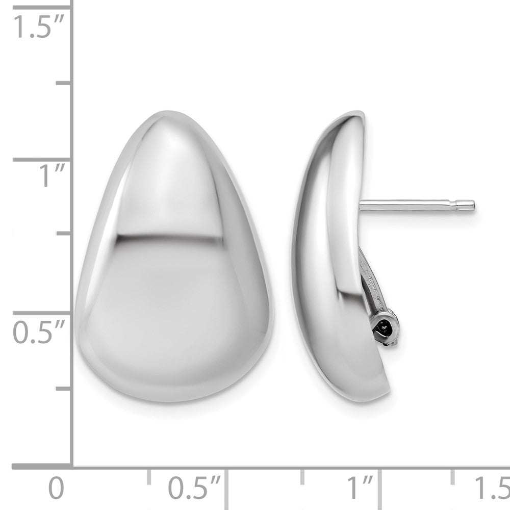 Sterling Silver Rhodium-Plated Polished Fancy Omega Back Earrings