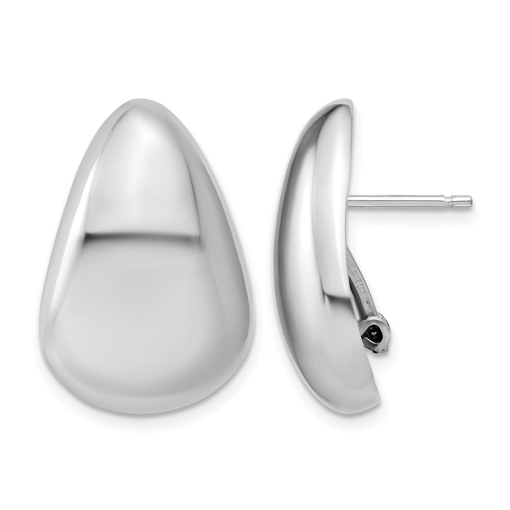 Sterling Silver Rhodium-Plated Polished Fancy Omega Back Earrings