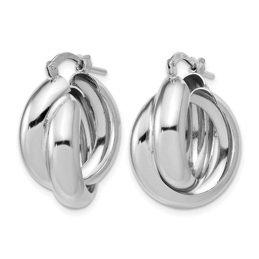 Sterling Silver Rhodium-Plated Polished Twisted Hoop Earrings