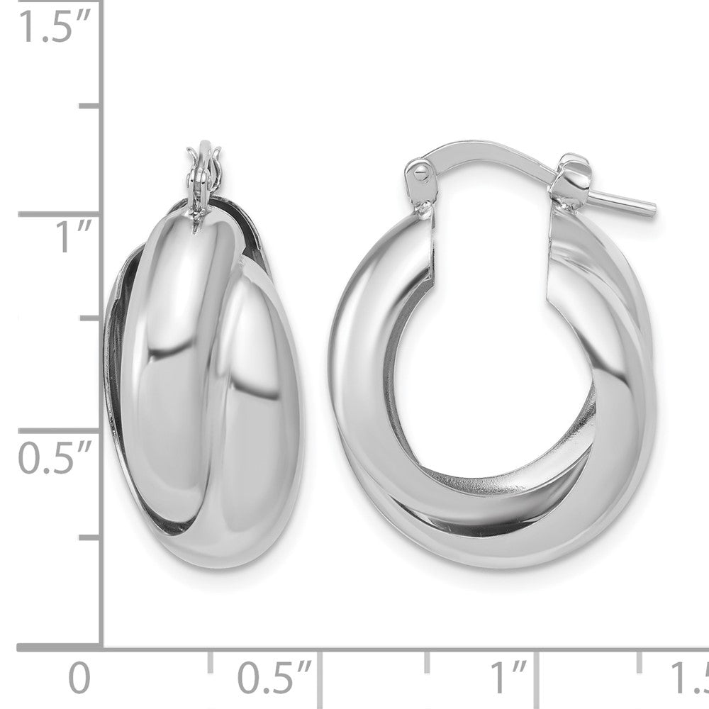 Sterling Silver Rhodium-Plated Polished Twisted Hoop Earrings