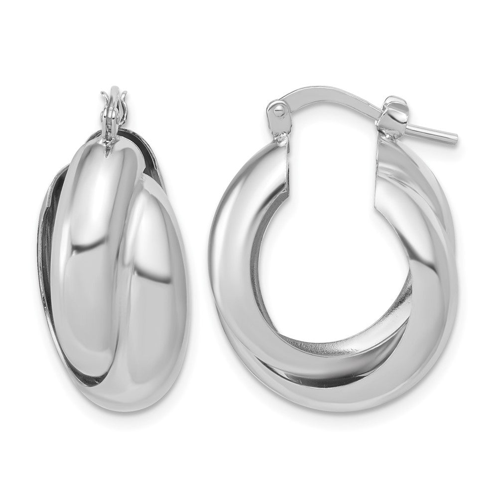 Sterling Silver Rhodium-Plated Polished Twisted Hoop Earrings