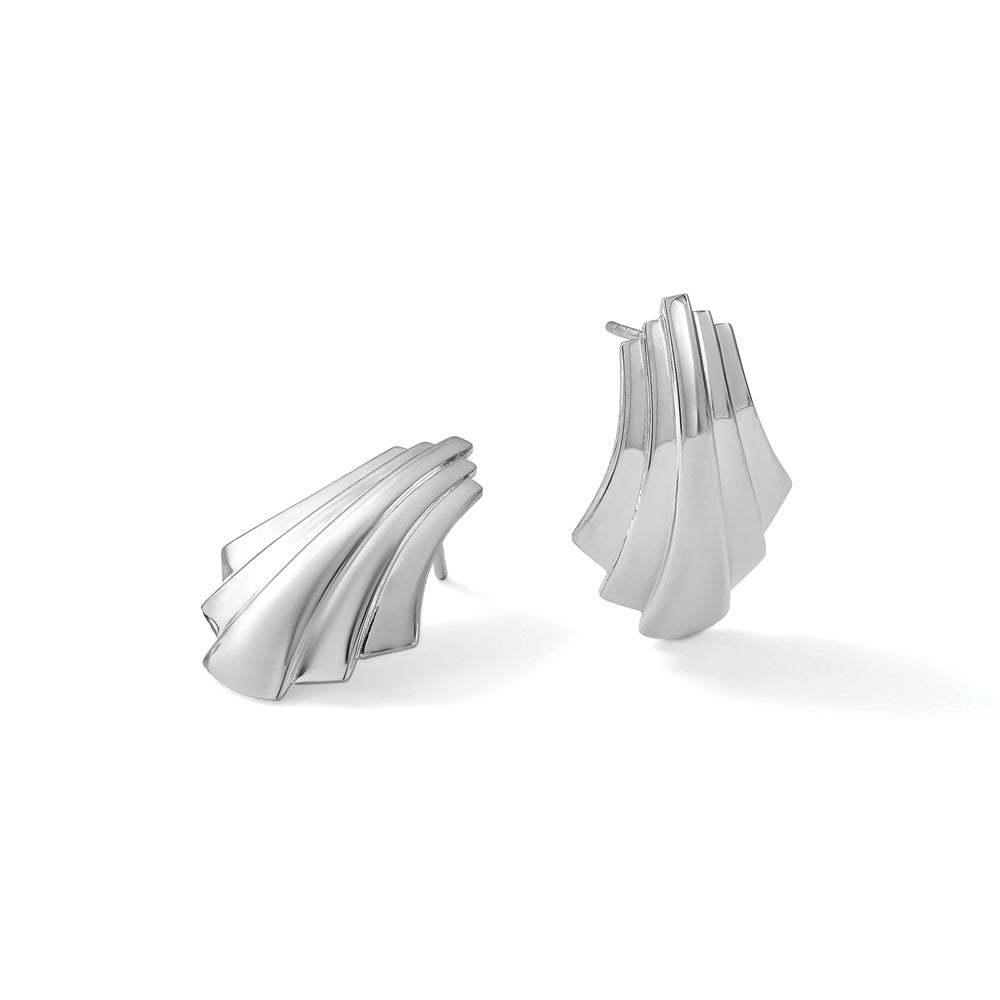 Sterling Silver Rhodium-Plated Polished Fancy Post Earrings
