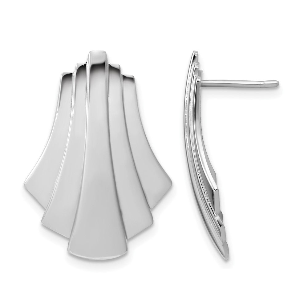Sterling Silver Rhodium-Plated Polished Fancy Post Earrings