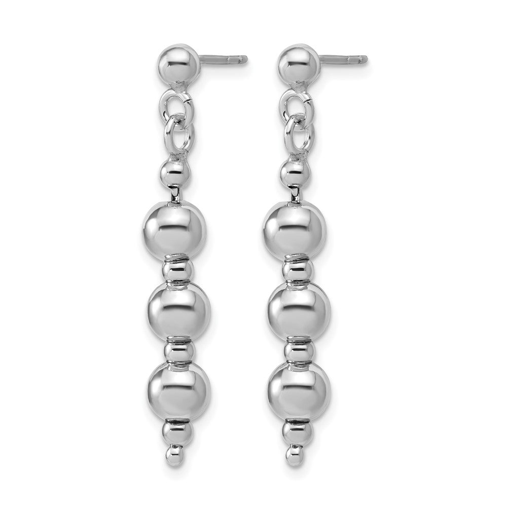Sterling Silver Rhodium-Plated Ball Dangle Post Earrings