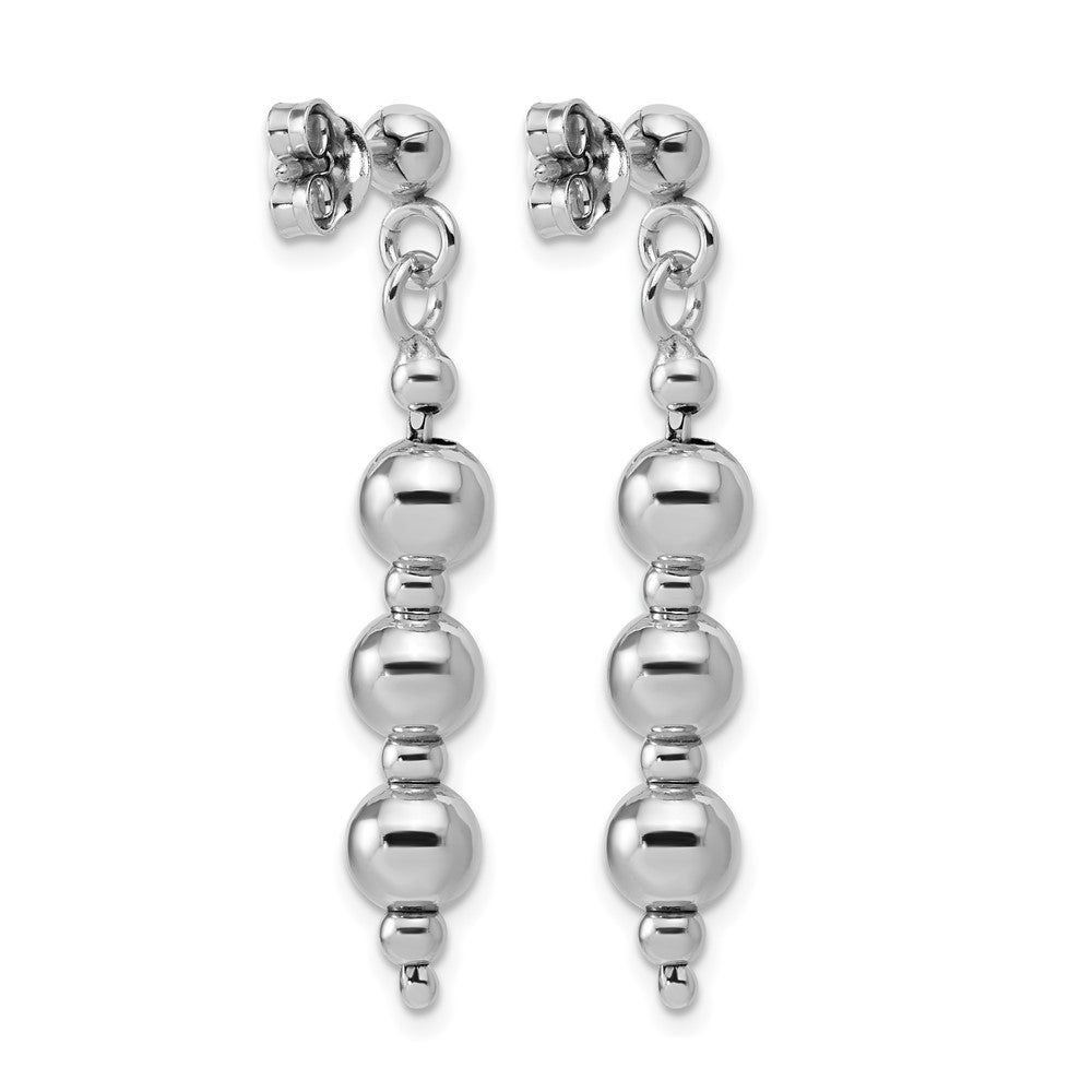 Sterling Silver Rhodium-Plated Ball Dangle Post Earrings