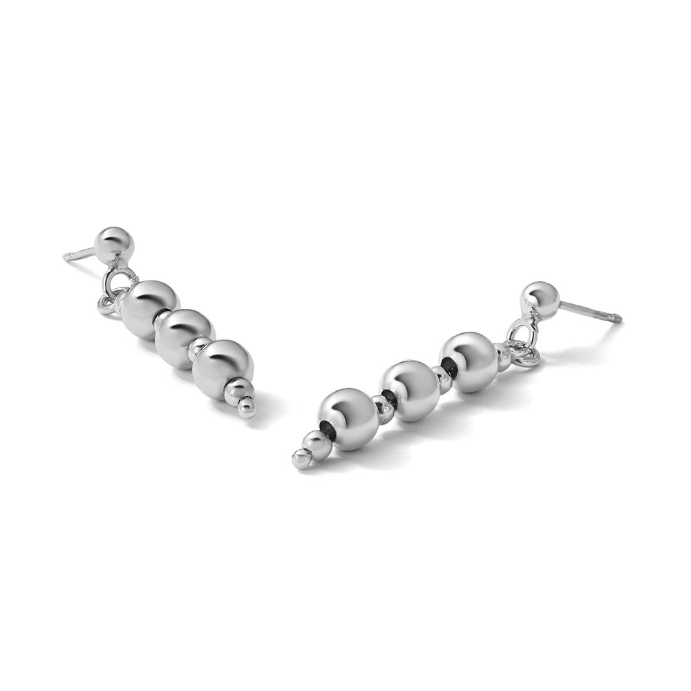 Sterling Silver Rhodium-Plated Ball Dangle Post Earrings