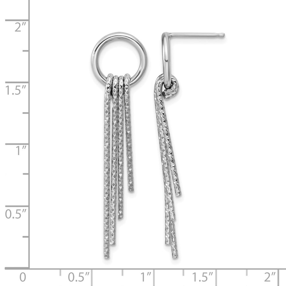 Sterling Silver Rh-Plated D/C Movable Dangle Post Earrings