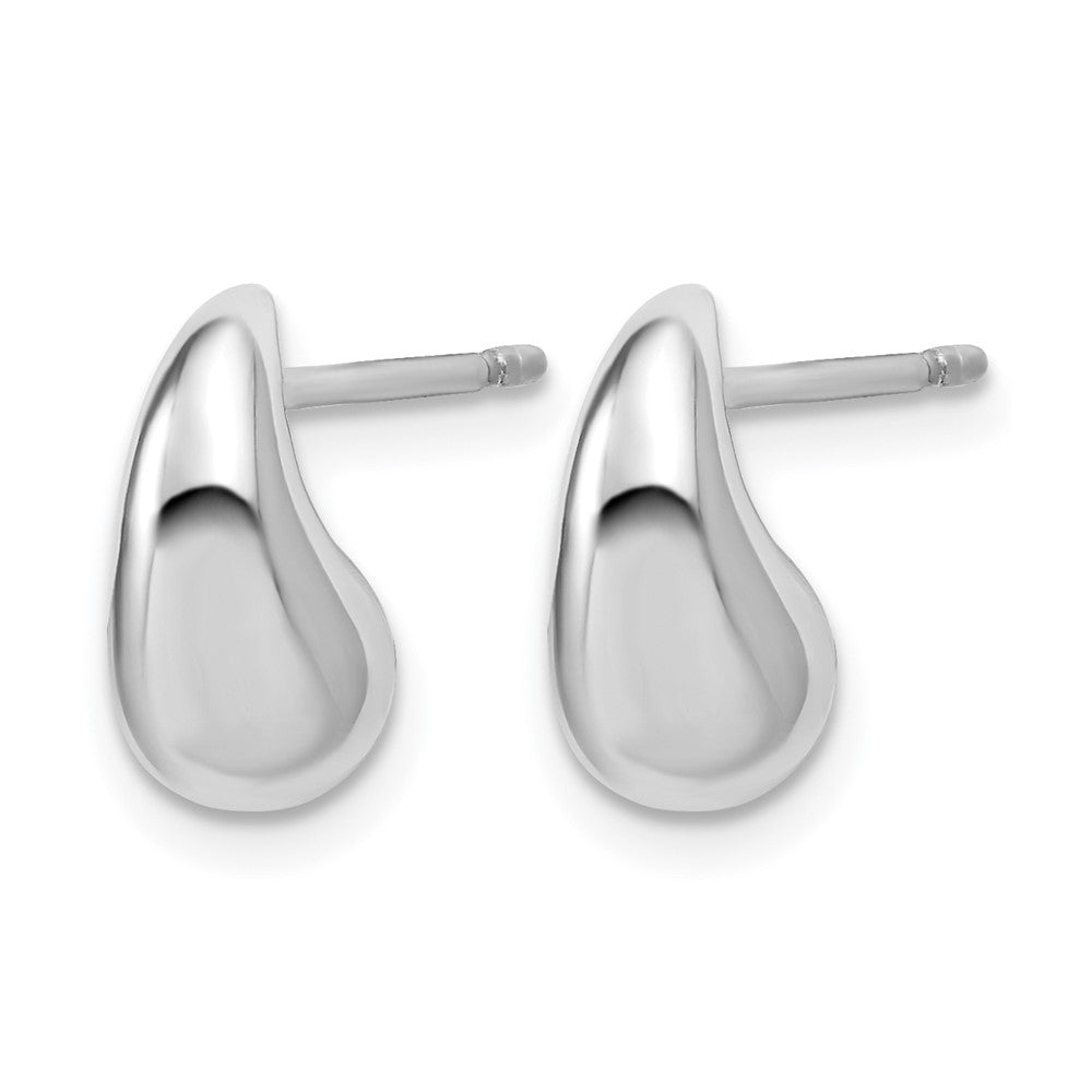 Sterling Silver RH-plated Polished Puffed Teardrop Post Earrings