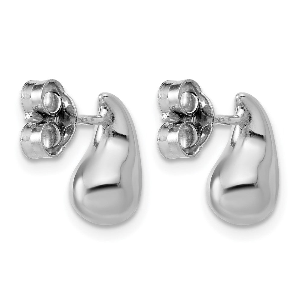 Sterling Silver RH-plated Polished Puffed Teardrop Post Earrings