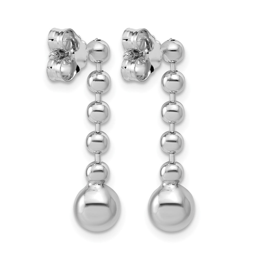 Sterling Silver RH-Plated Polished Beaded Post Dangle Earrings