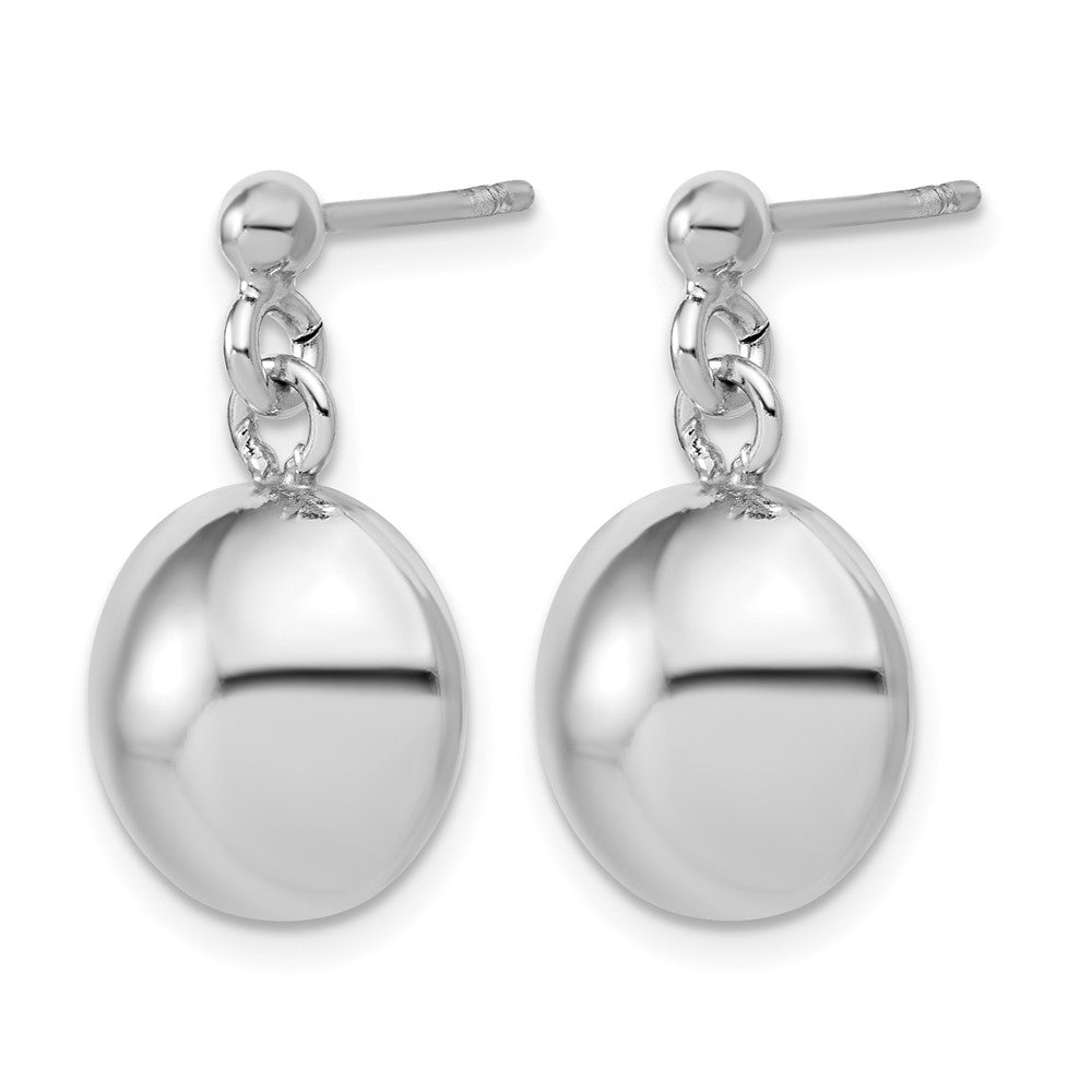 Sterling Silver RH-plated Polished Domed Post Dangle Earrings