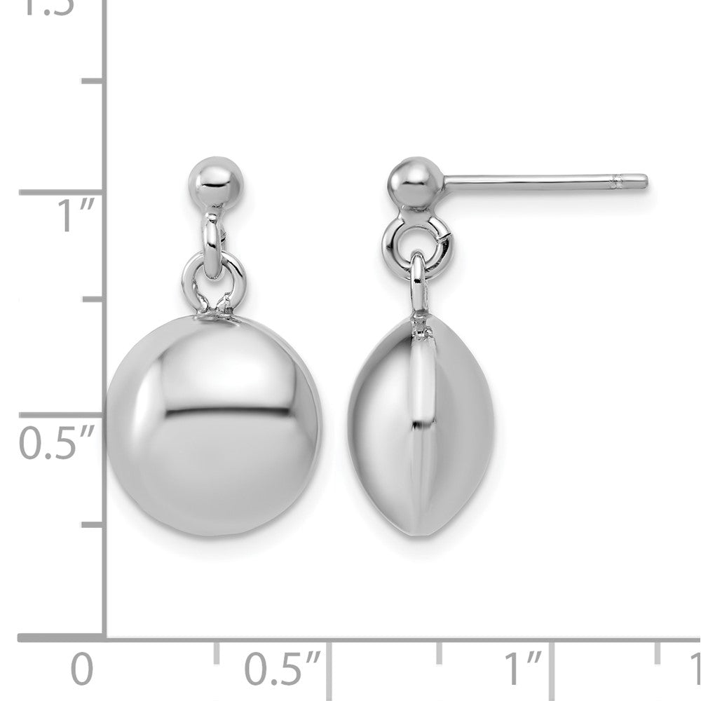 Sterling Silver RH-plated Polished Domed Post Dangle Earrings